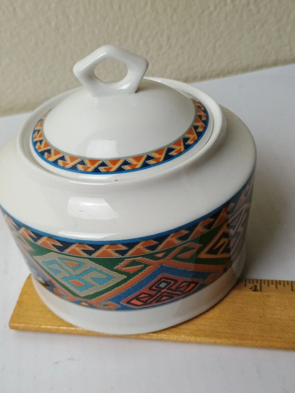 La Brea Replacement -Trinket Sugar Jar  Multicolor Geometric - Discontinued